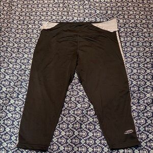 Game Time Black Cropped Leggings with Striped Waistband